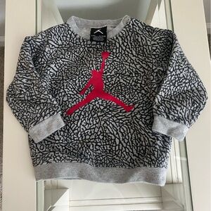 Michael Jordan Kids' Grey Print Pullover with Red Jumpman